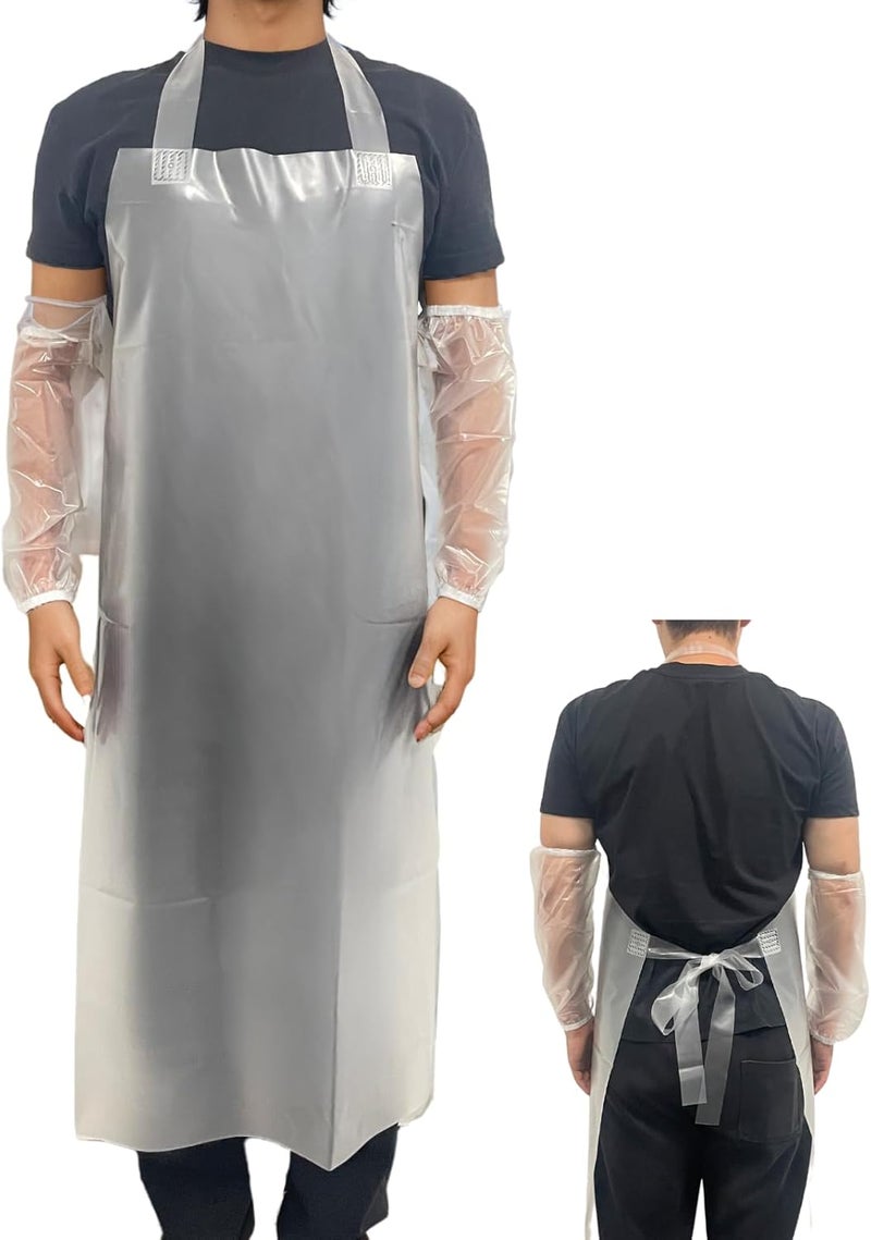 ELEBOX Waterproof Oil Proof Bib Apron Utility Apron Chemical Resistant Apron with Sleeve Work Apron Ultra Lightweight - Image 1